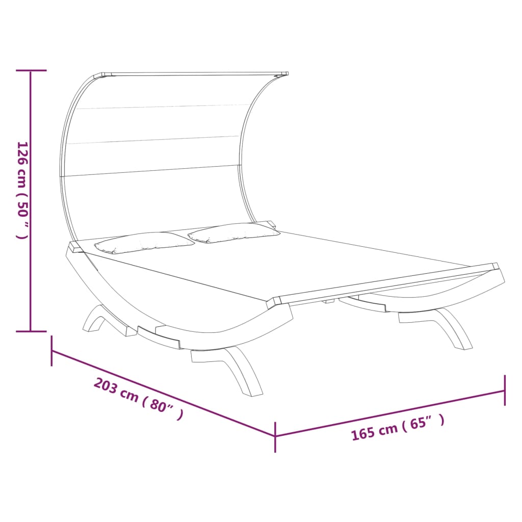 Pat de exterior cu baldachin, crem, 165x203x126 cm, lemn masiv - Lando