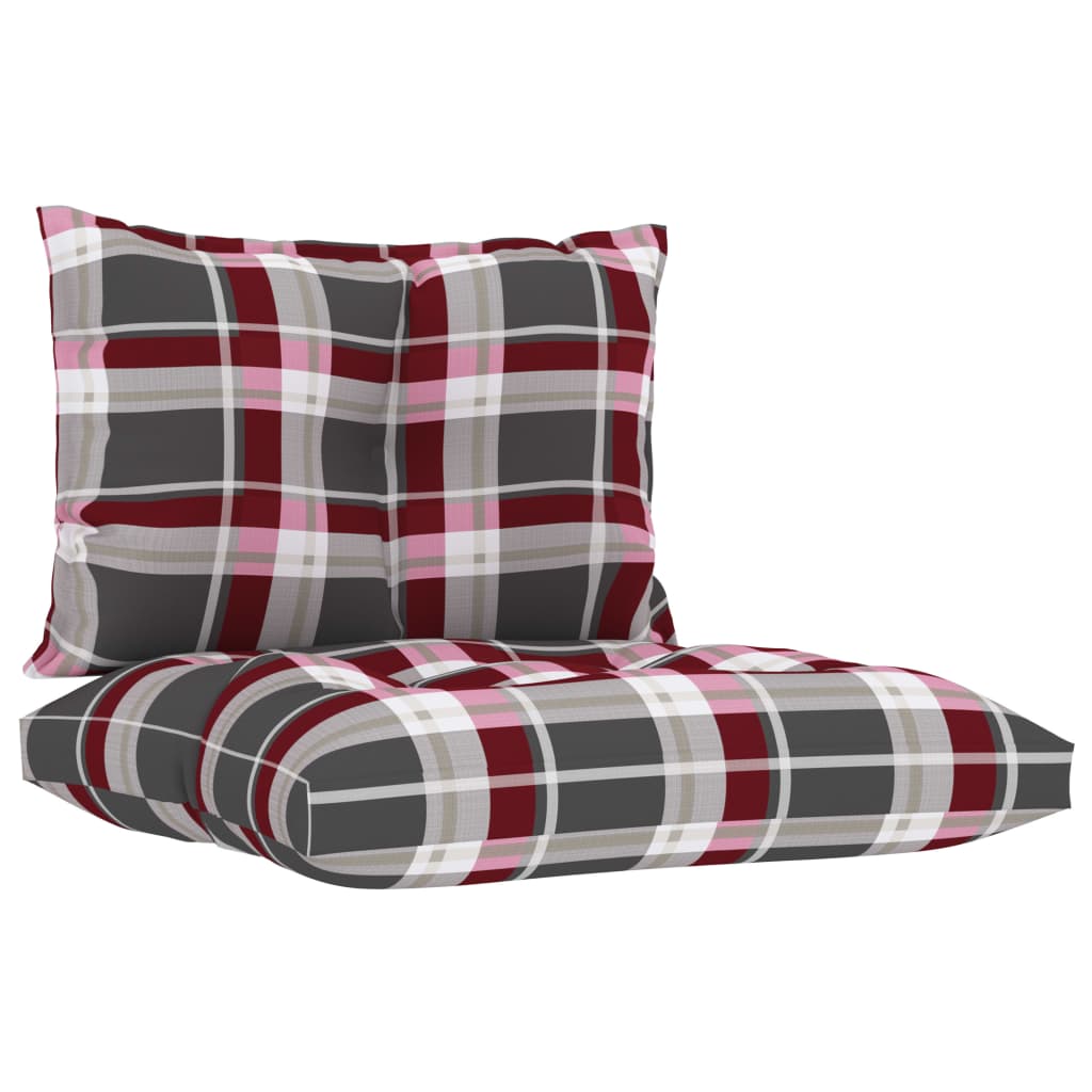 Perne pentru canapea din paleți, 2 buc., roșu, carouri, textil Lando - Lando