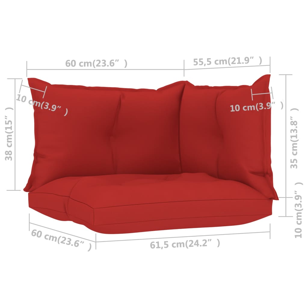Perne pentru canapea din paleți 3 buc, roșu, material textil Lando - Lando