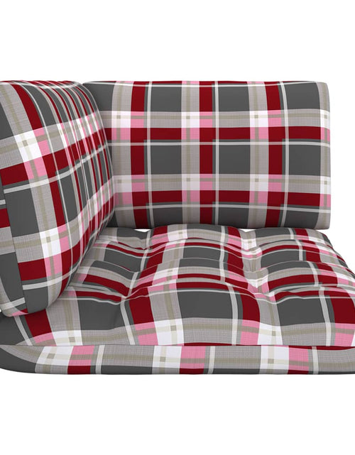 Încărcați imaginea în vizualizatorul Galerie, Perne pentru canapea din paleți, 3 buc., roșu, model carouri Lando - Lando
