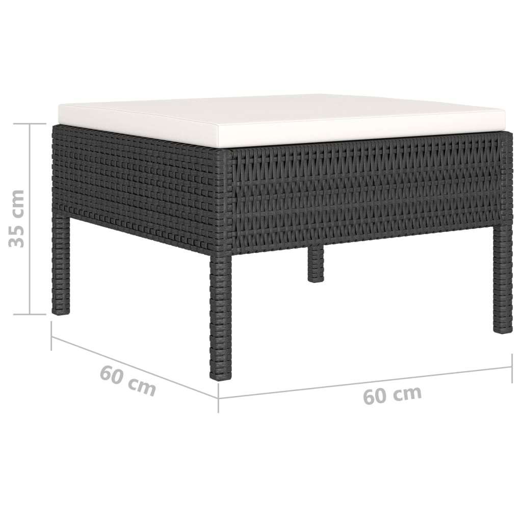 Set mobilier de grădină cu perne, 6 piese, negru, poliratan - Lando