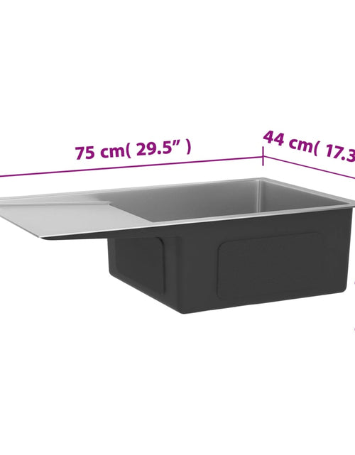 Загрузите изображение в средство просмотра галереи, Chiuvetă de bucătărie lucrată manual, oțel inoxidabil - Lando
