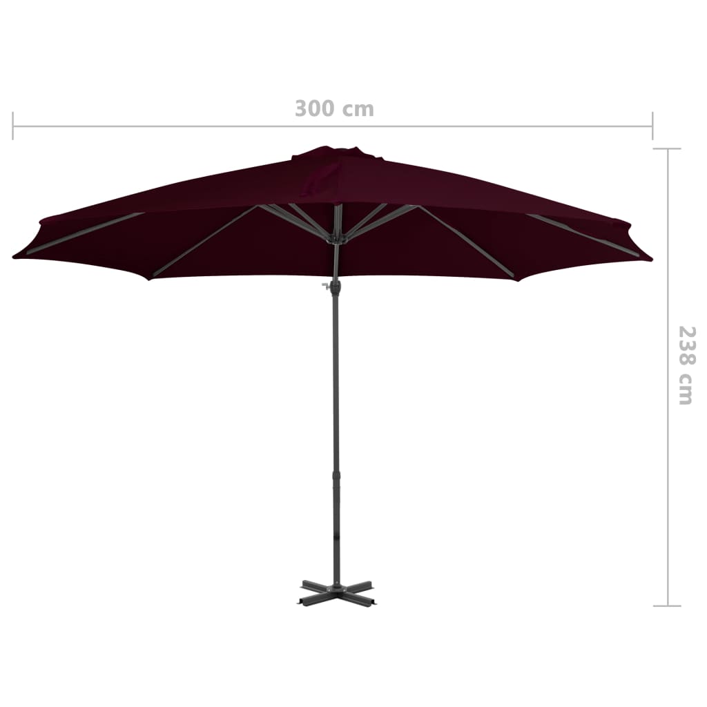 Umbrelă suspendată cu stâlp din aluminiu, roșu, 300 cm Lando - Lando