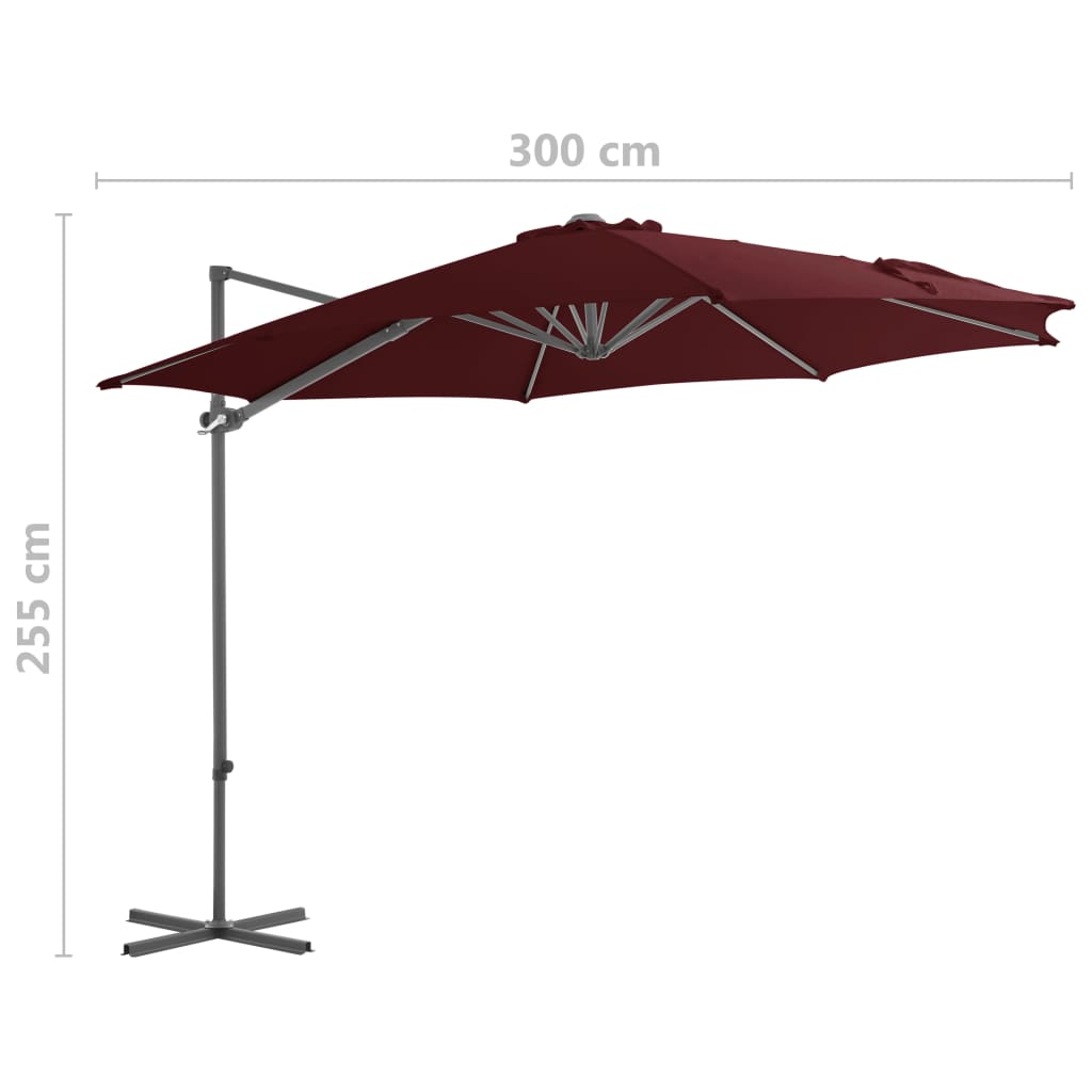 Umbrelă în consolă cu stâlp din oțel, roșu bordo, 300 cm Lando - Lando