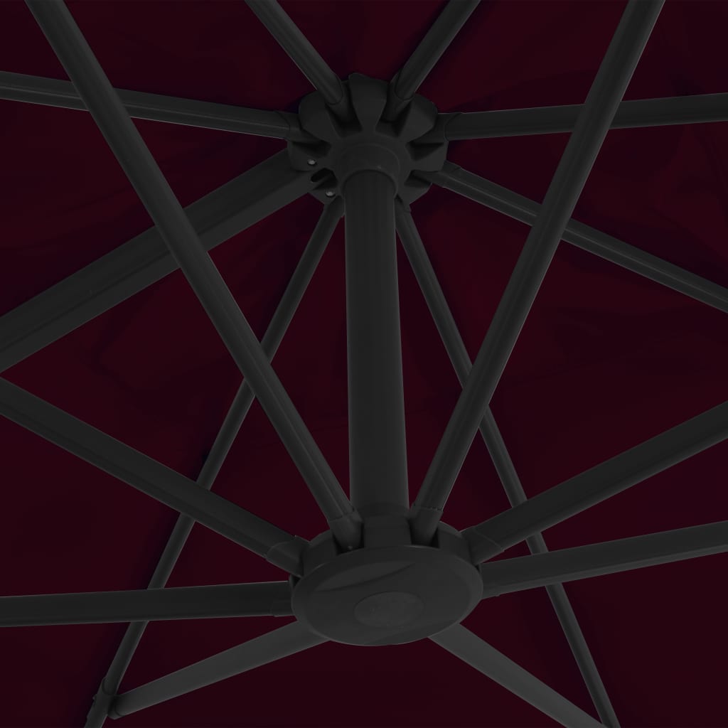 Umbrelă în consolă cu stâlp de aluminiu, roșu bordo, 300x300 cm Lando - Lando