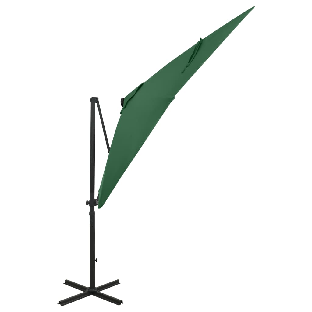 Umbrelă suspendată cu stâlp și LED-uri, verde, 250 cm Lando - Lando