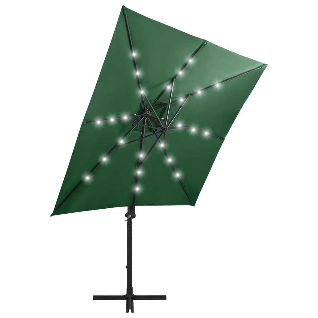 Umbrelă suspendată cu stâlp și LED-uri, verde, 250 cm Lando - Lando