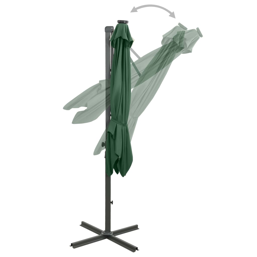 Umbrelă suspendată cu stâlp și LED-uri, verde, 250 cm Lando - Lando