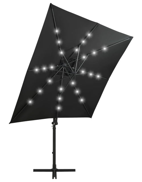 Încărcați imaginea în vizualizatorul Galerie, Umbrelă suspendată cu stâlp și LED-uri, negru, 250 cm Lando - Lando
