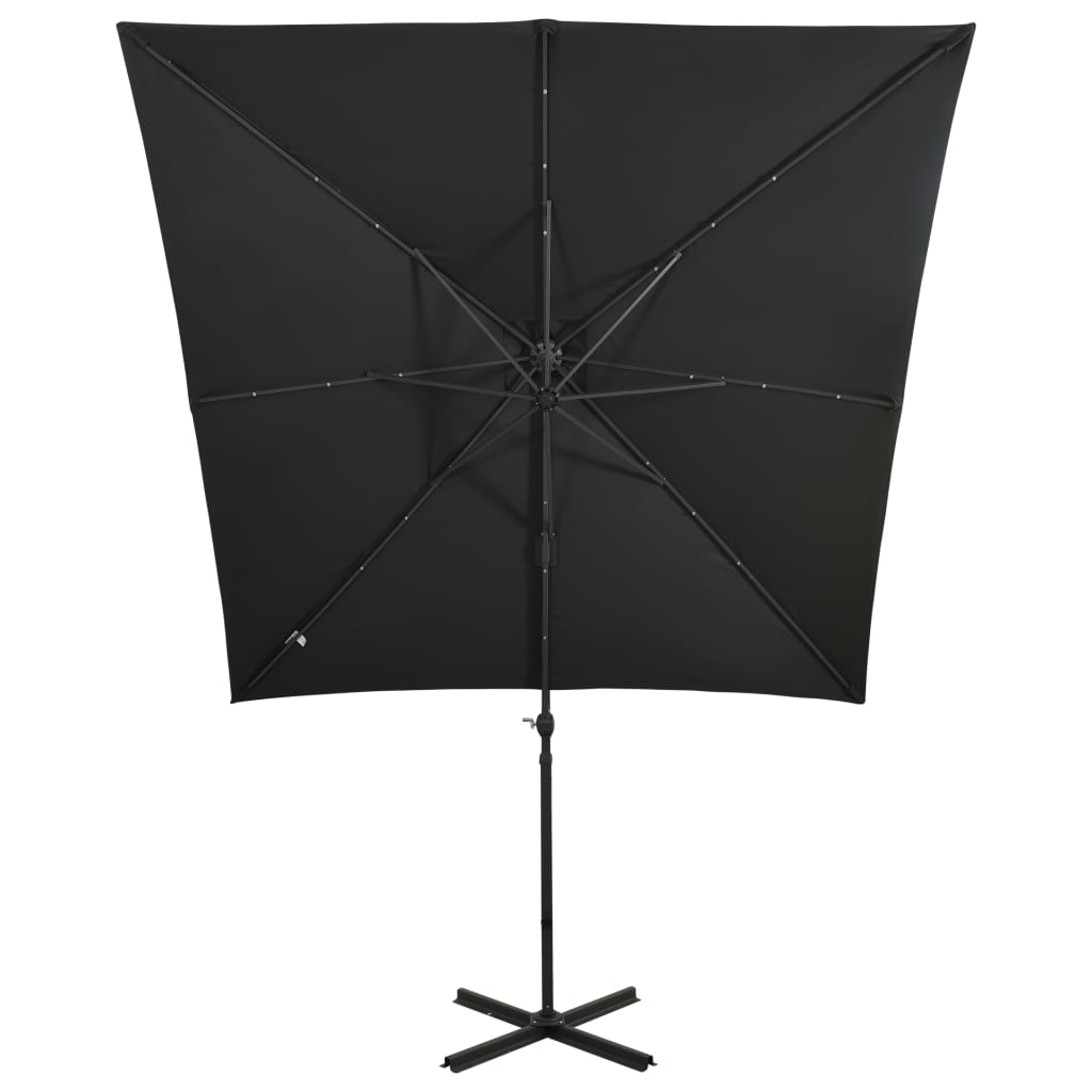 Umbrelă suspendată cu stâlp și LED-uri, negru, 250 cm Lando - Lando