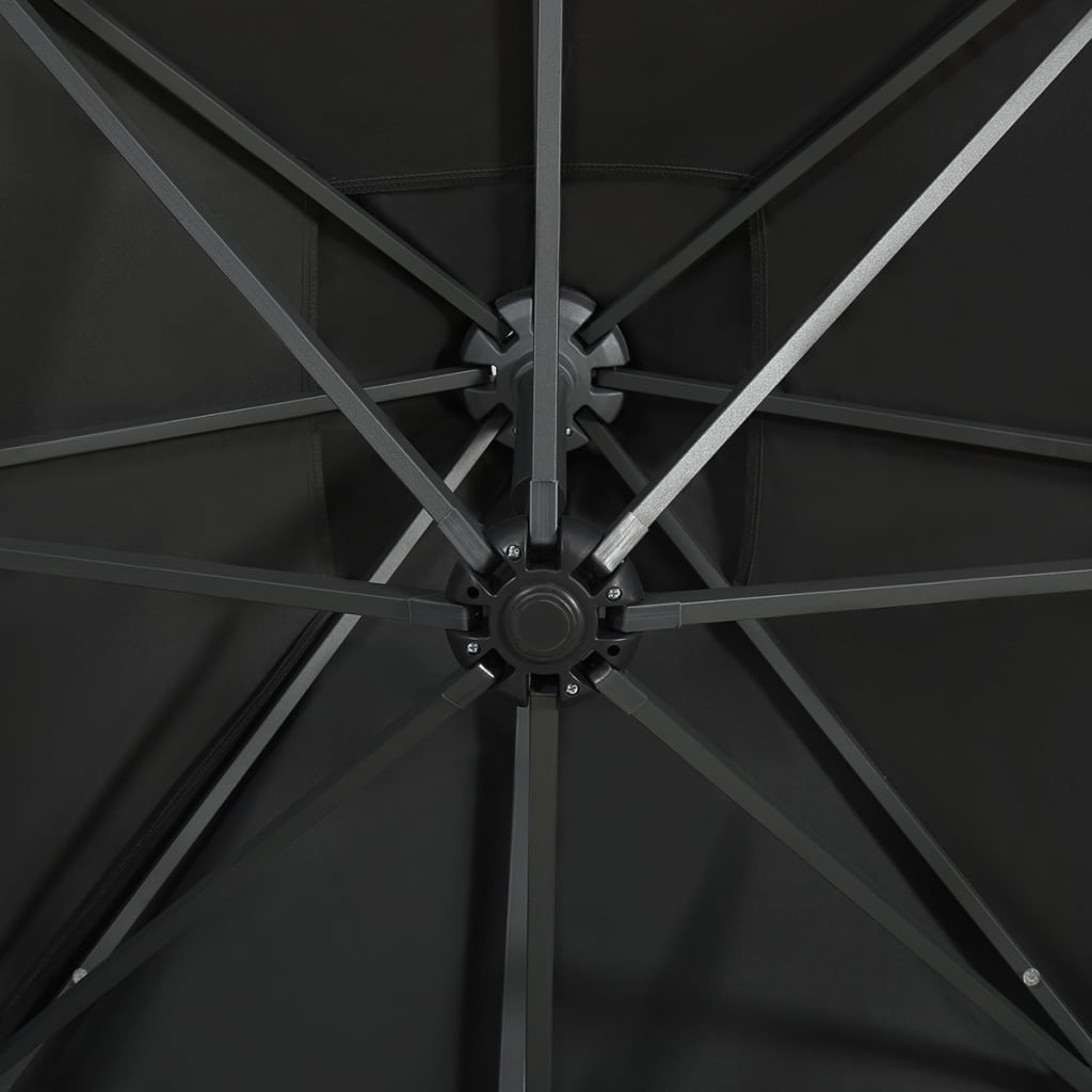 Umbrelă suspendată cu stâlp și LED-uri, negru, 250 cm Lando - Lando