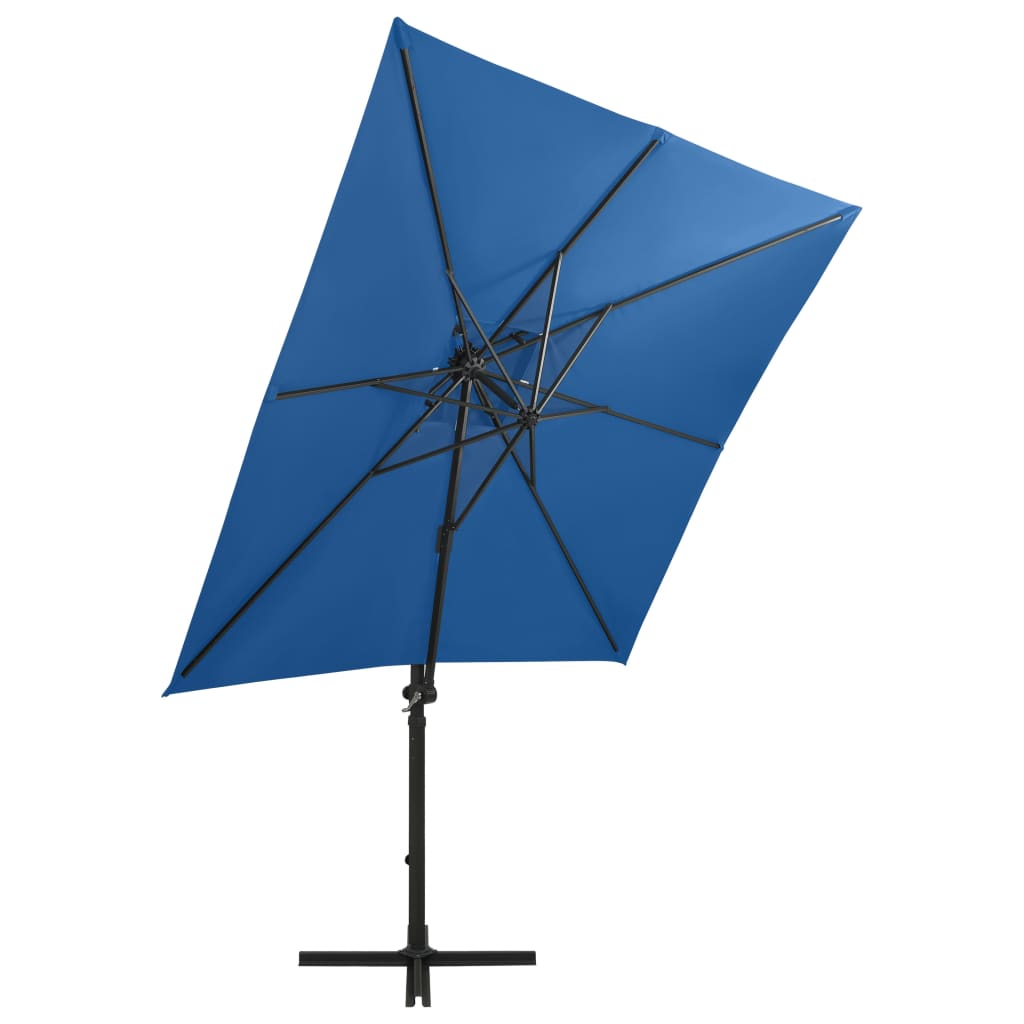 Umbrelă suspendată cu stâlp și LED-uri, albastru azuriu, 250 cm - Lando