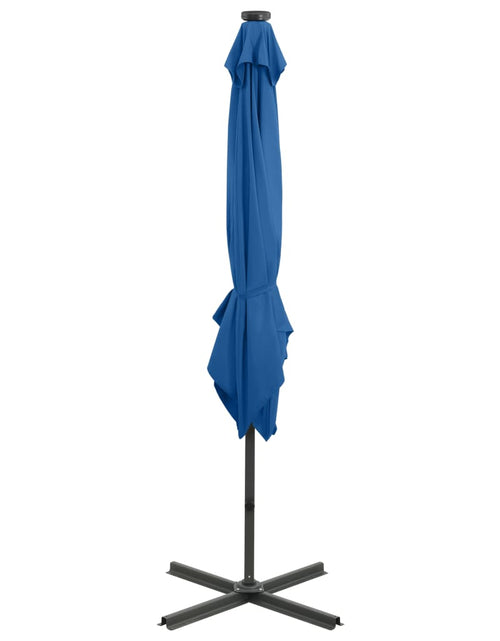 Загрузите изображение в средство просмотра галереи, Umbrelă suspendată cu stâlp și LED-uri, albastru azuriu, 250 cm - Lando
