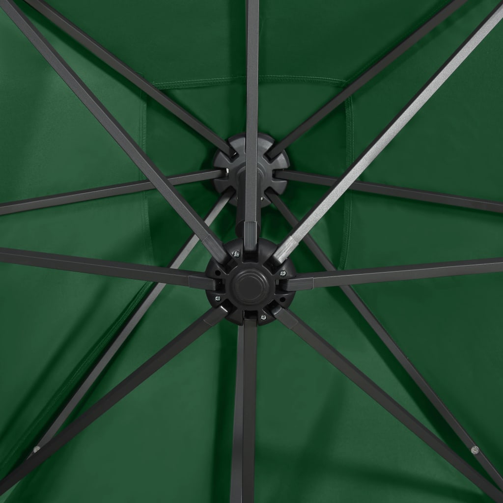 Umbrelă suspendată cu stâlp și LED-uri, verde, 300 cm - Lando