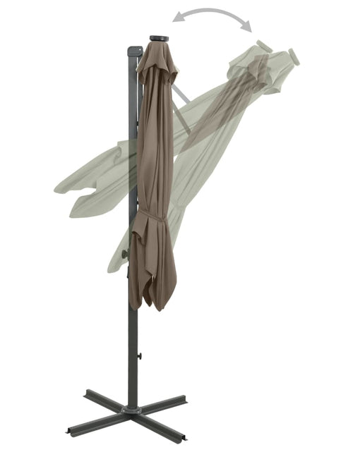 Încărcați imaginea în vizualizatorul Galerie, Umbrelă suspendată cu stâlp și LED-uri, gri taupe, 300 cm Lando - Lando
