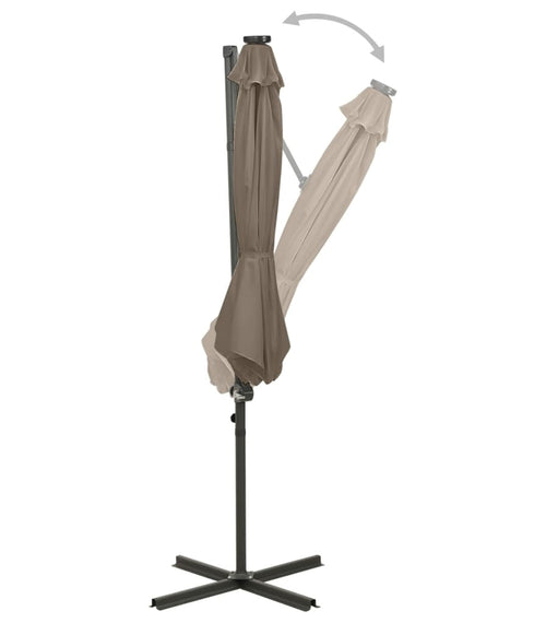 Încărcați imaginea în vizualizatorul Galerie, Lando-Umbrelă suspendată cu stâlp și LED-uri, gri taupe, 300 cm- mobila

