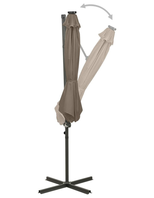 Încărcați imaginea în vizualizatorul Galerie, Umbrelă suspendată cu stâlp și LED-uri, gri taupe, 300 cm Lando - Lando
