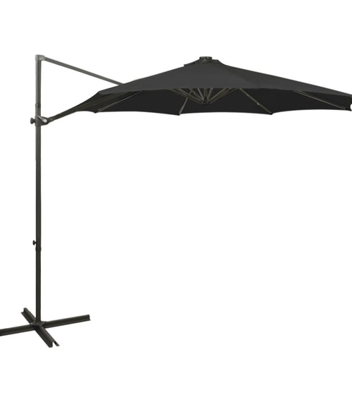 Încărcați imaginea în vizualizatorul Galerie, Lando-Umbrelă suspendată cu stâlp și LED-uri, negru, 300 cm- mobila
