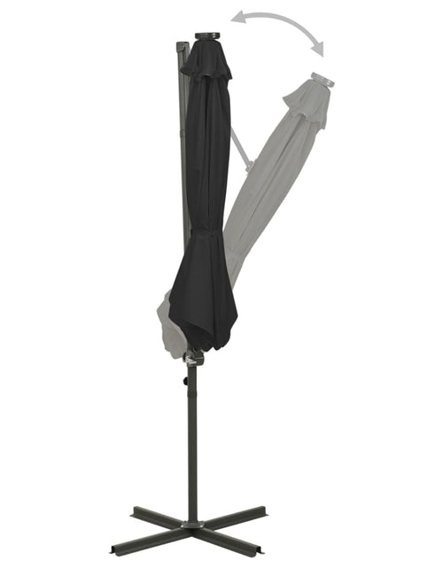 Загрузите изображение в средство просмотра галереи, Umbrelă suspendată cu stâlp și LED-uri, negru, 300 cm Lando - Lando
