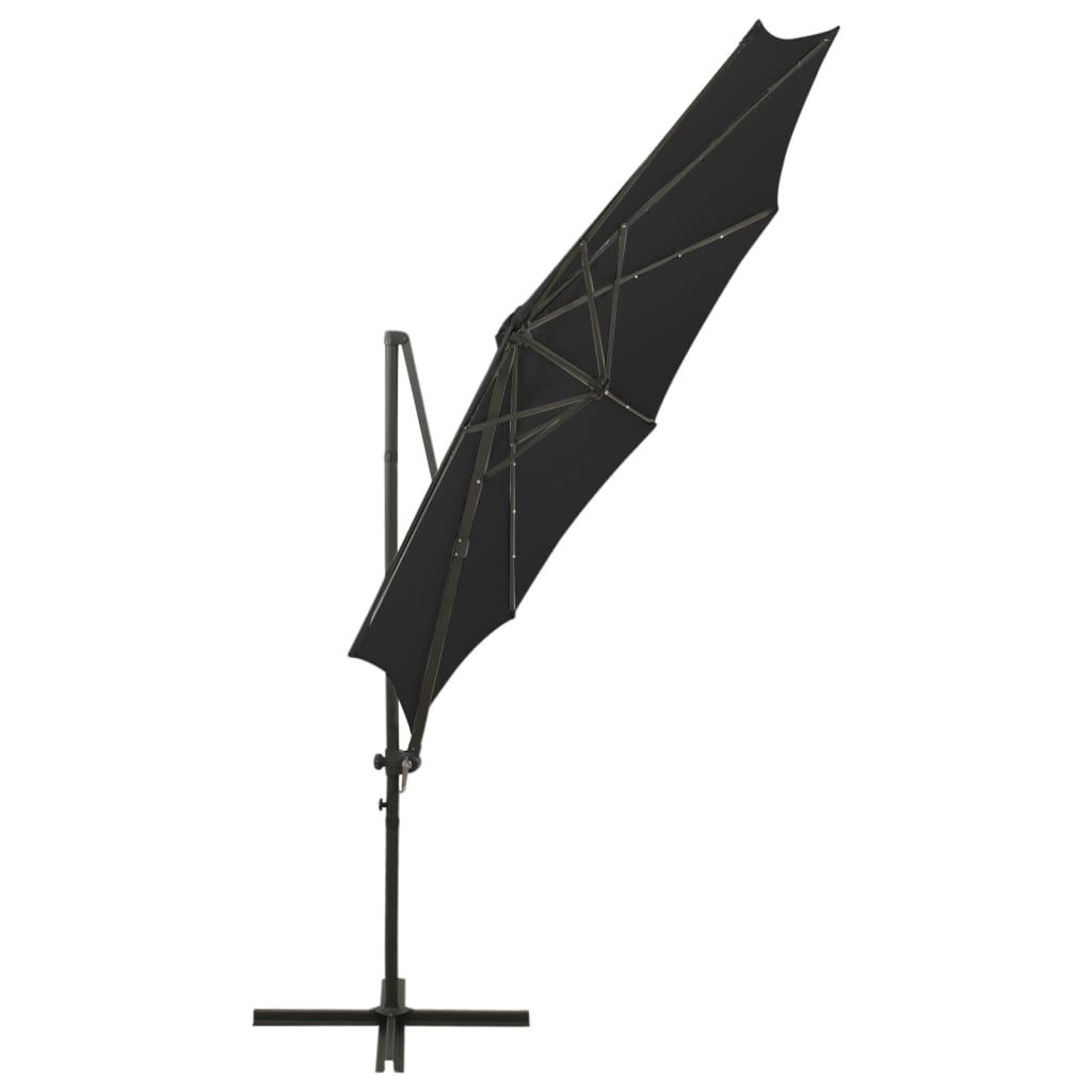 Lando-Umbrelă suspendată cu stâlp și LED-uri, negru, 300 cm- mobila