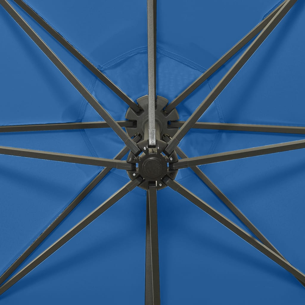 Umbrelă suspendată cu stâlp și LED-uri, albastru azuriu, 300 cm Lando - Lando