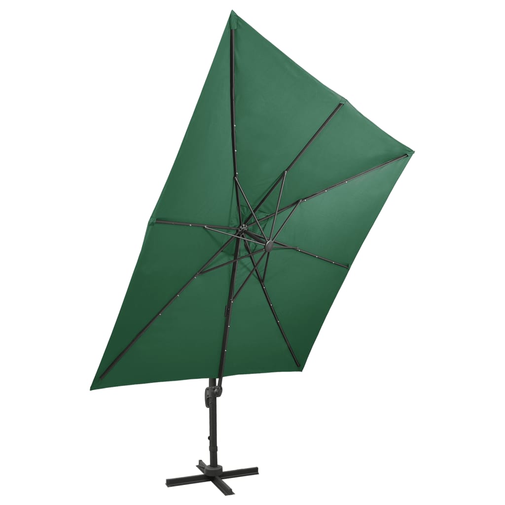Umbrelă suspendată cu stâlp și LED-uri, verde, 300 cm Lando - Lando