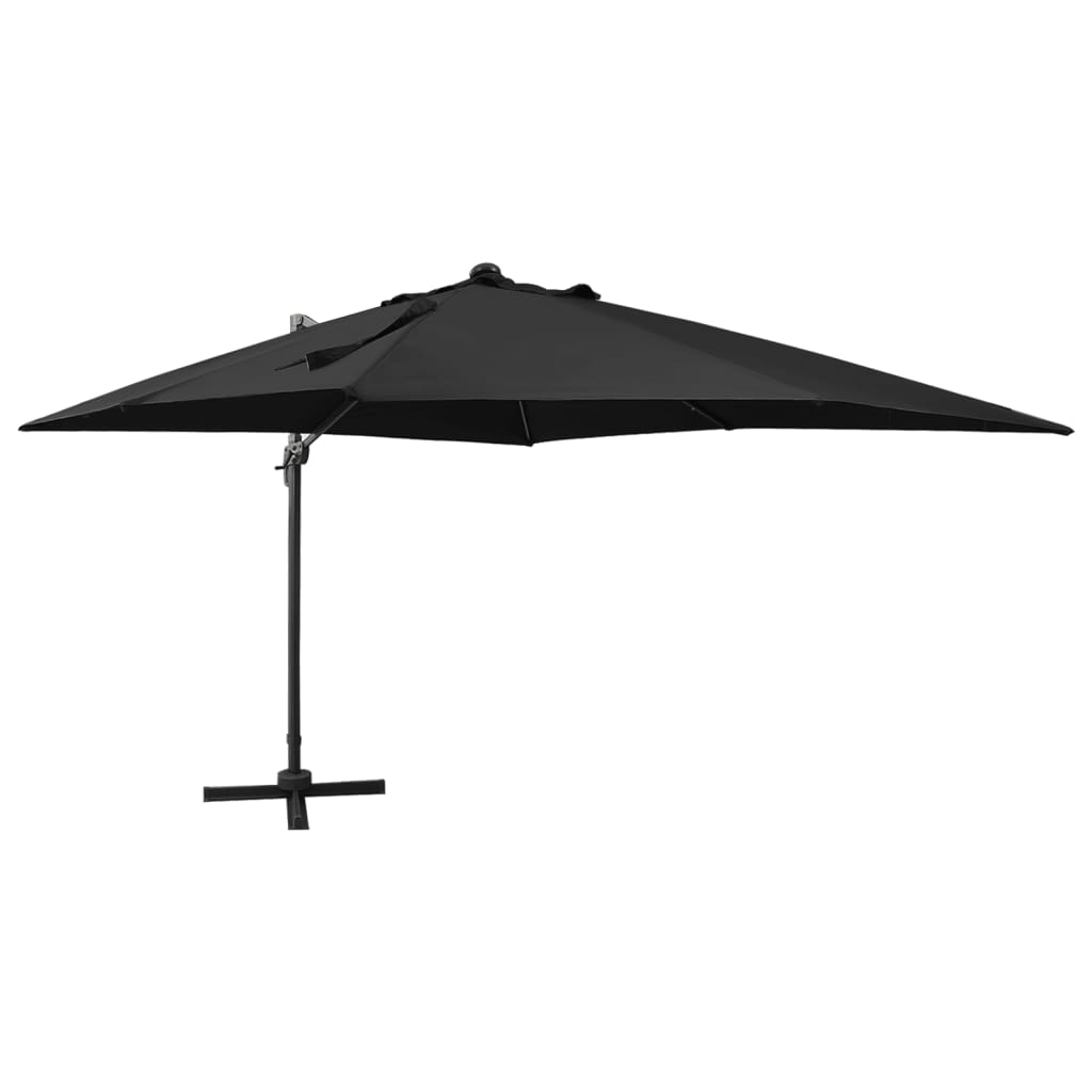 Umbrelă suspendată cu stâlp și LED-uri, negru, 300 cm - Lando