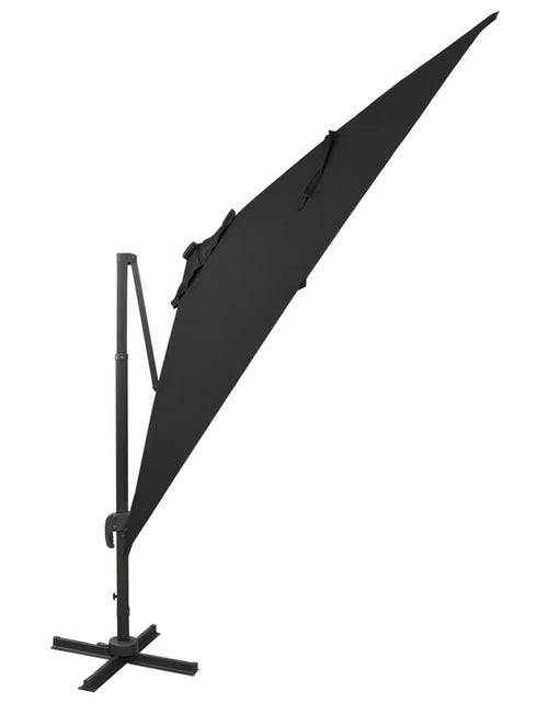 Încărcați imaginea în vizualizatorul Galerie, Umbrelă suspendată cu stâlp și LED-uri, negru, 300 cm - Lando
