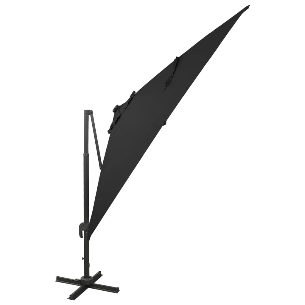 Umbrelă suspendată cu stâlp și LED-uri, negru, 300 cm - Lando