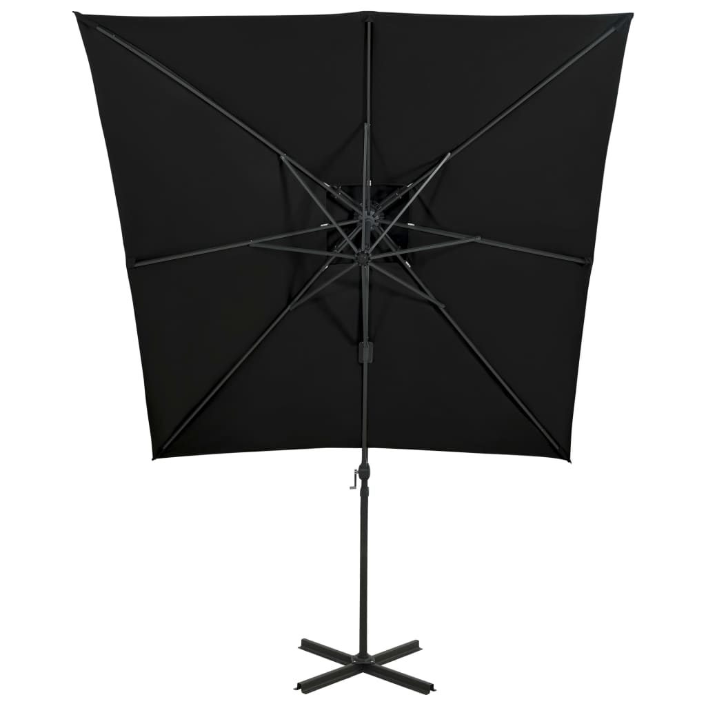 Umbrelă suspendată cu înveliș dublu, negru, 250x250 cm - Lando