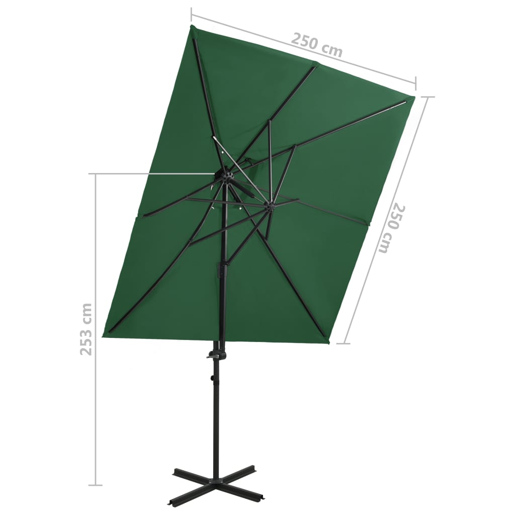 Umbrelă suspendată cu înveliș dublu, verde, 250x250 cm Lando - Lando