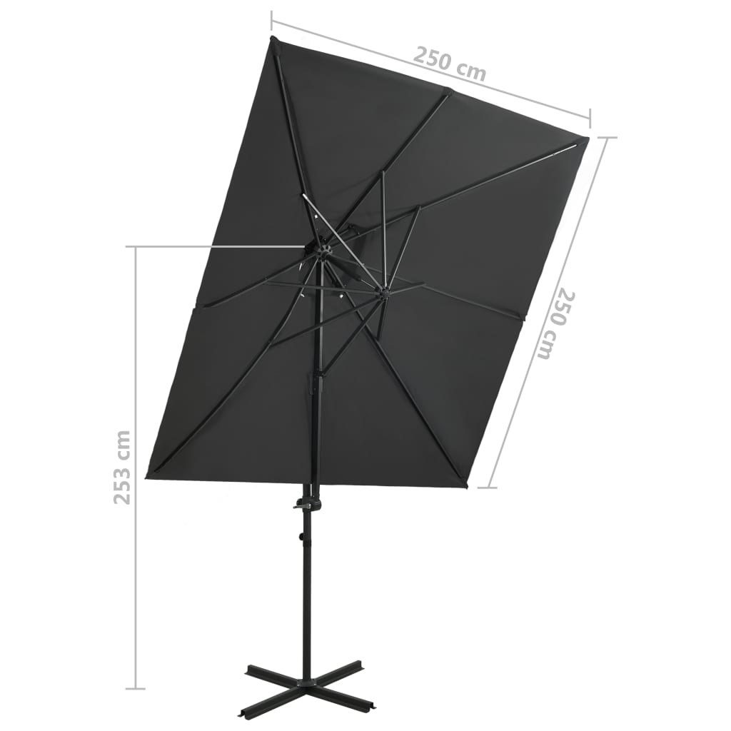 Lando-Umbrelă suspendată cu înveliș dublu, antracit, 250x250 cm- mobila