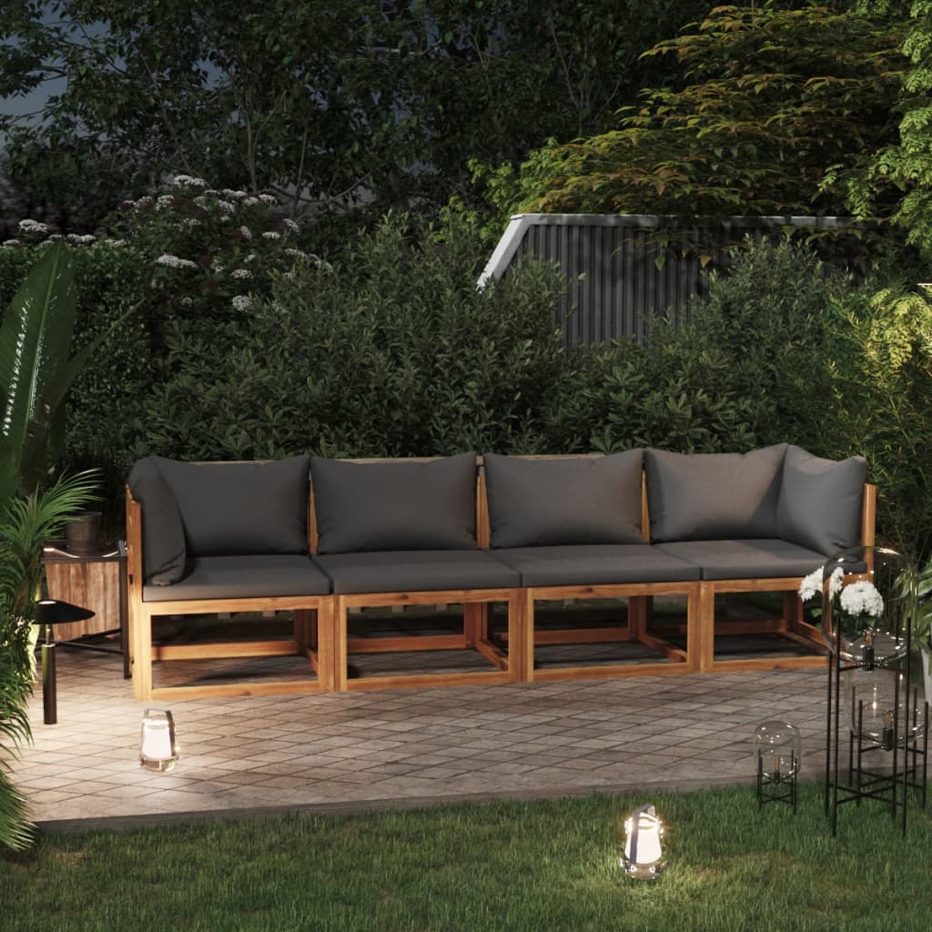 Canapea de grădină cu 4 locuri, cu perne, lemn masiv de acacia - Lando