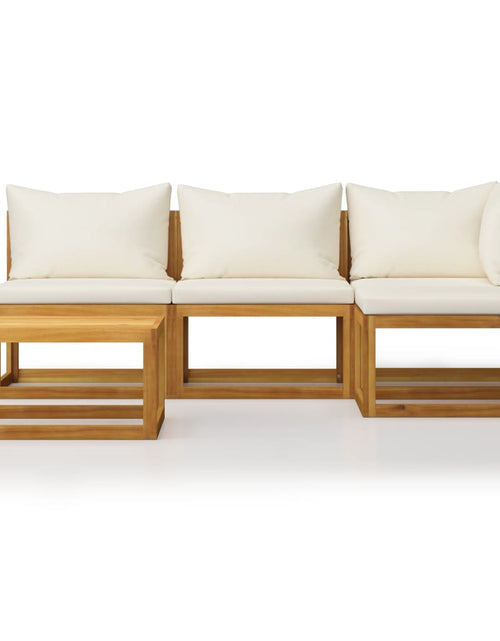 Încărcați imaginea în vizualizatorul Galerie, Set mobilier de grădină cu perne 5 piese crem lemn masiv acacia - Lando
