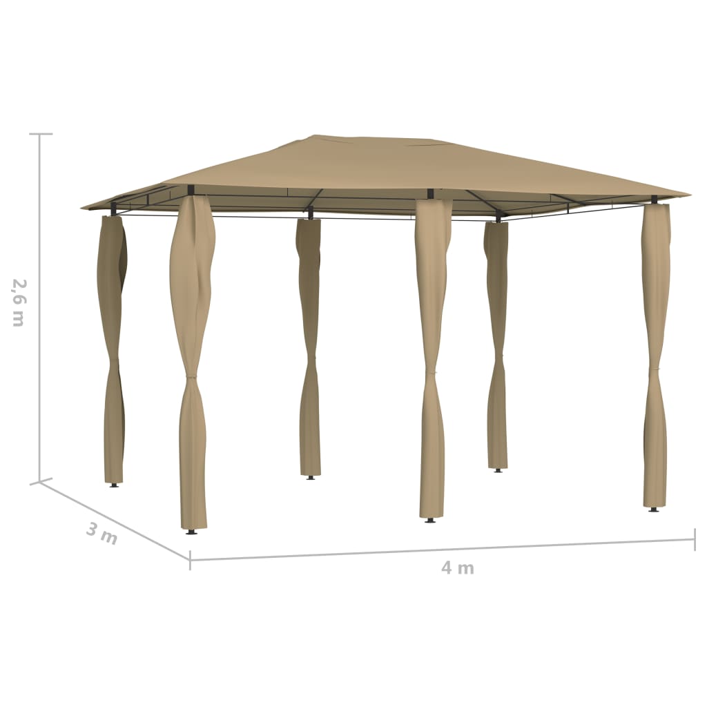 Pavilion cu huse pentru stâlpi, gri taupe, 3x4x2,6 m, 160 g/m² Lando - Lando