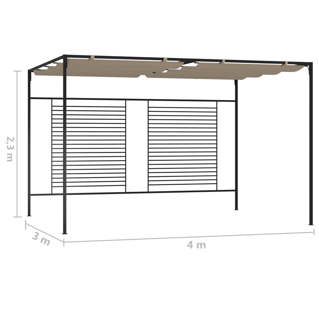 Pavilion grădină, acoperiș retractabil gri taupe 3x4x2,3 m 180 g/m² Lando - Lando