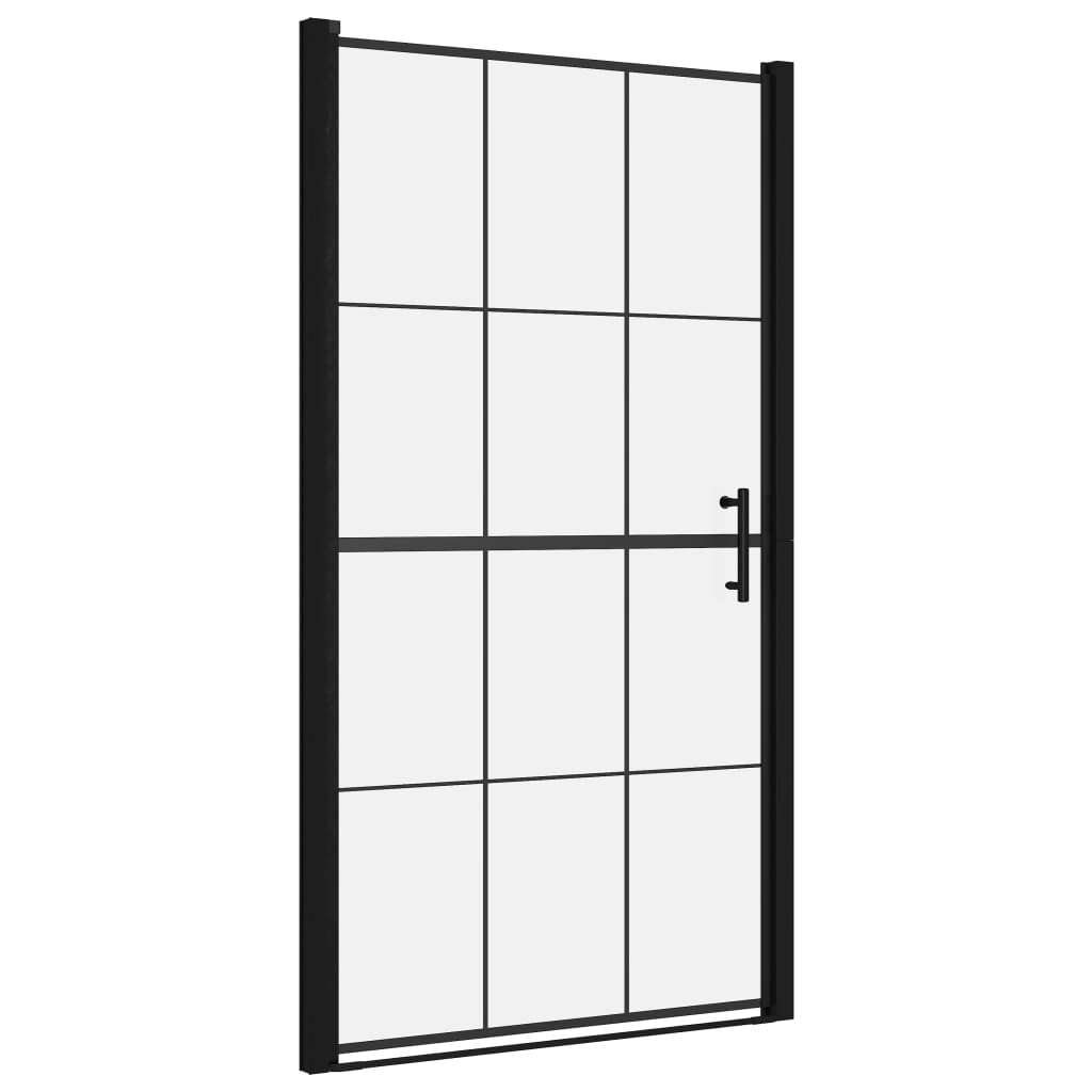 Ușă de duș, negru, 100 x 178 cm, sticlă securizată - Lando
