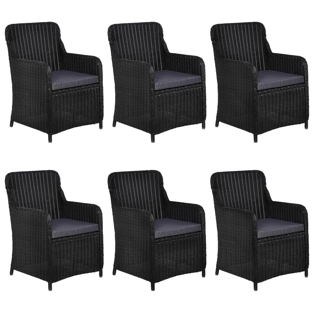 Set mobilier de exterior, 7 piese, negru, poliratan - Lando