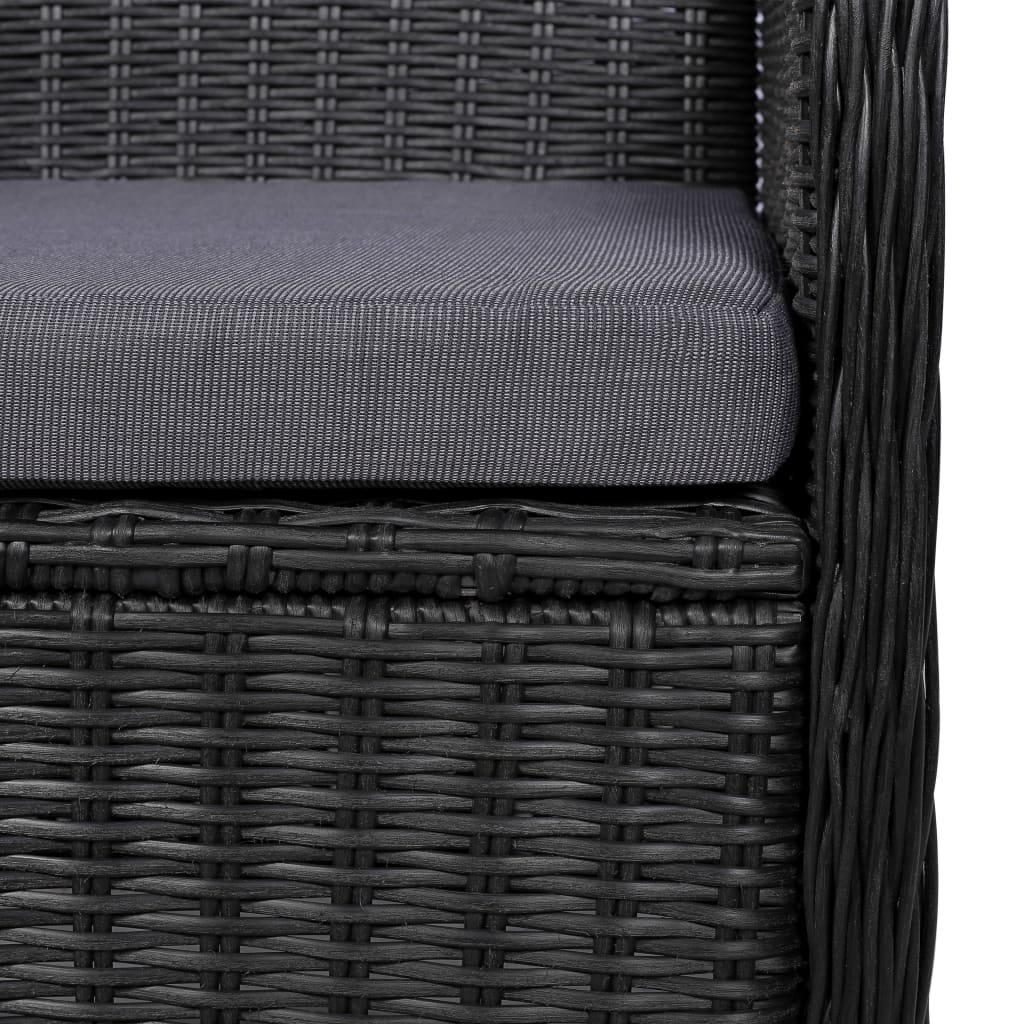 Set mobilier de exterior, 7 piese, negru, poliratan - Lando