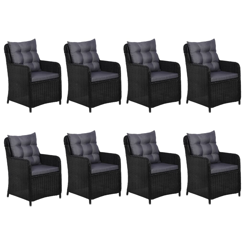 Set mobilier de exterior, 9 piese, negru, poliratan - Lando