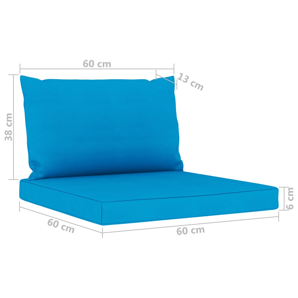 Lando-Perne canapea din paleți, 2 buc., albastru deschis, textil- mobila