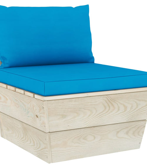 Încărcați imaginea în vizualizatorul Galerie, Lando-Perne canapea din paleți, 2 buc., albastru deschis, textil- mobila
