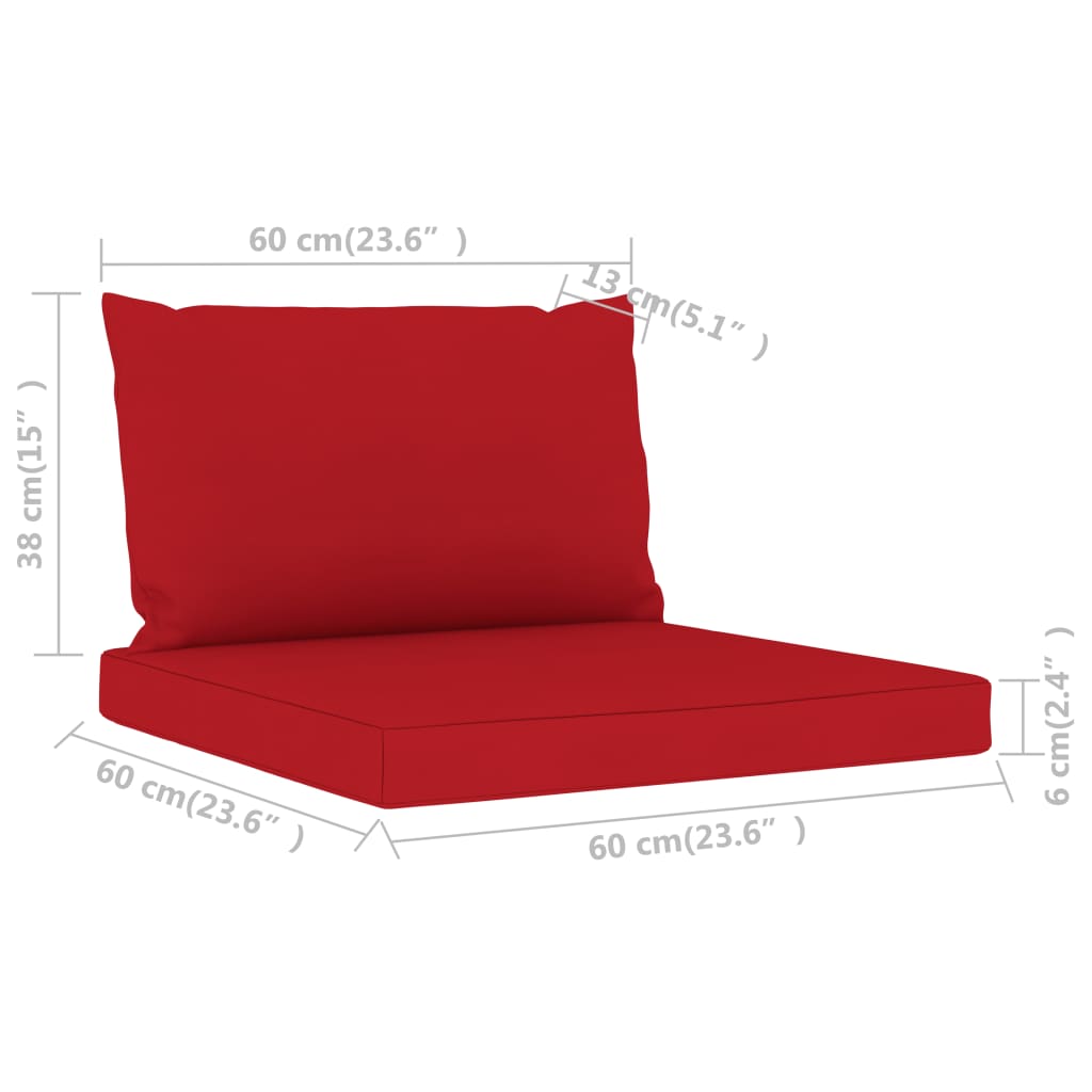 Perne pentru canapea din paleți, 2 buc., roșu, textil Lando - Lando