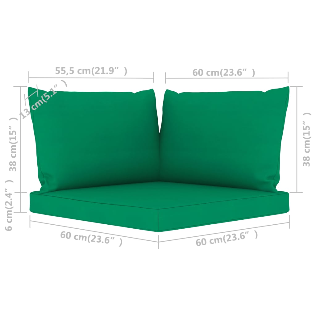Perne pentru canapea din paleți, 3 buc., verde, textil Lando - Lando