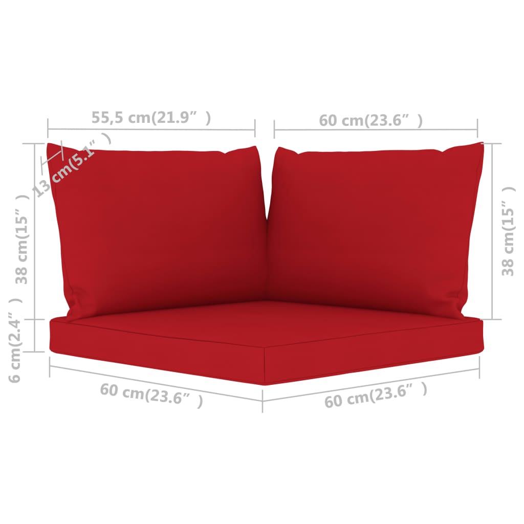 Perne pentru canapea din paleți, 3 buc., roșu, material textil Lando - Lando