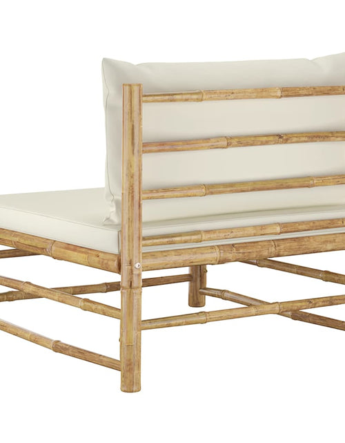 Încărcați imaginea în vizualizatorul Galerie, Canapea de mijloc pentru grădină cu perne, alb crem, bambus - Lando
