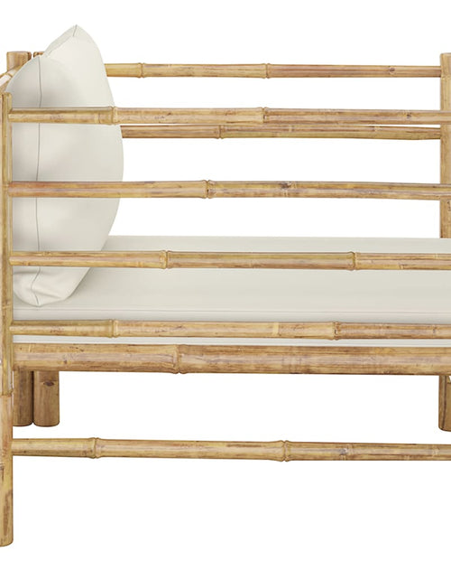Încărcați imaginea în vizualizatorul Galerie, Canapea de grădină cu perne alb crem, bambus - Lando
