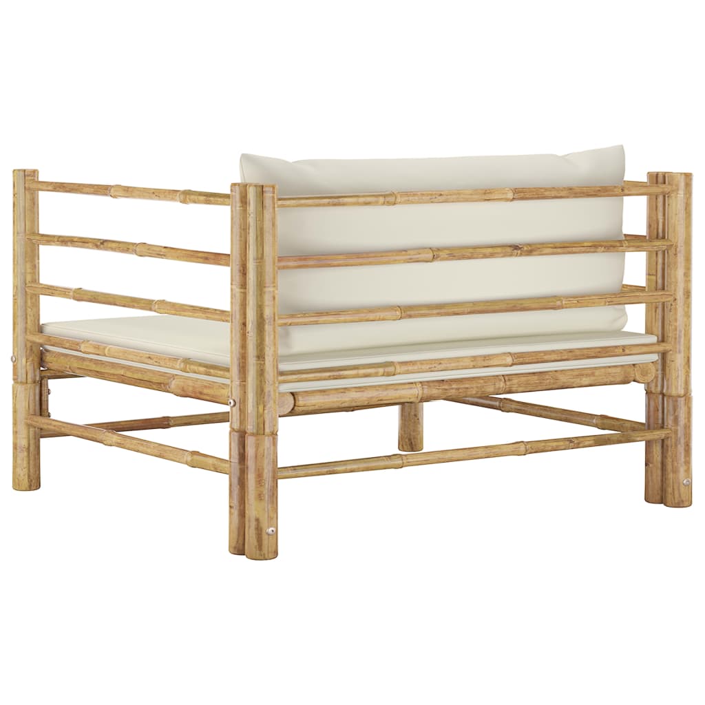 Canapea de grădină cu perne alb crem, bambus - Lando
