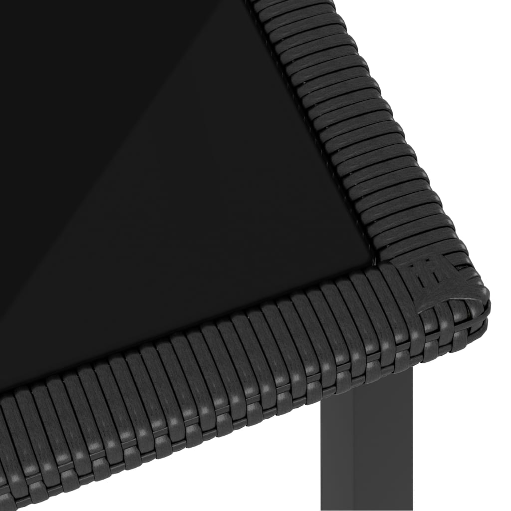 Masă de grădină, negru, 70x70x73 cm, poliratan - Lando