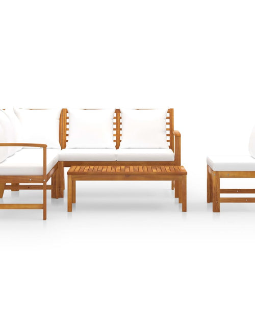 Încărcați imaginea în vizualizatorul Galerie, Set mobilier de grădină cu perne crem, 5 piese, lemn de acacia - Lando
